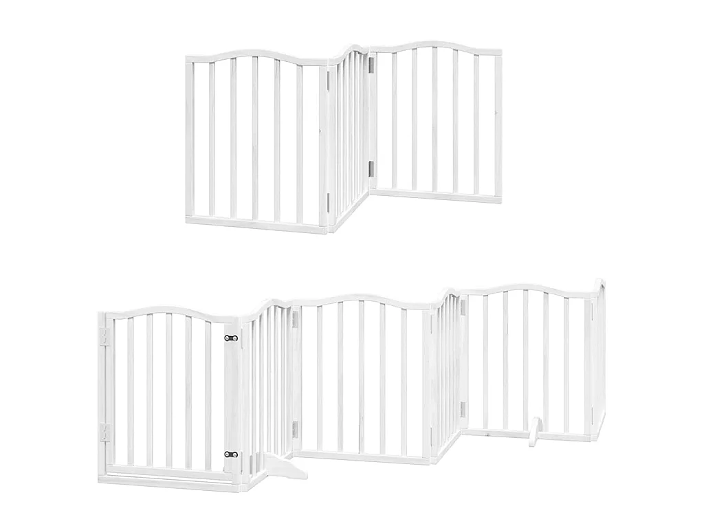 Barrière pour chien porte pliable 9 panneaux blanc bois peuplier