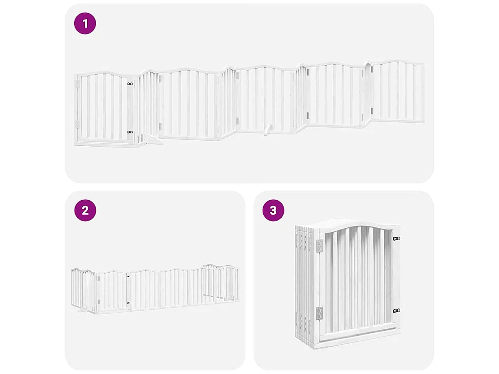Barrière pour chien porte pliable 9 panneaux blanc bois peuplier