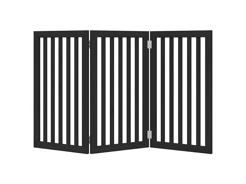 Puerta para perros plegable 3 paneles madera álamo negra 150 cm