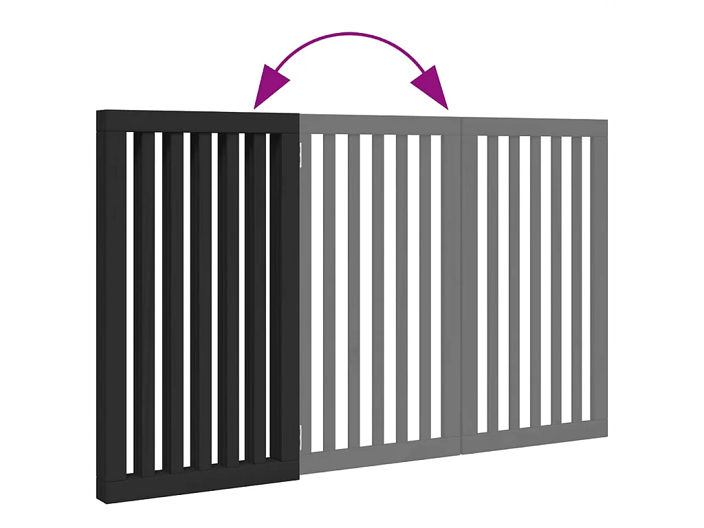 Puerta para perros plegable 3 paneles madera álamo negra 150 cm