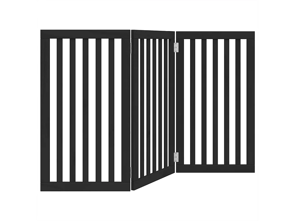 Barrière pour chien pliable 3 panneaux noir bois de peuplier