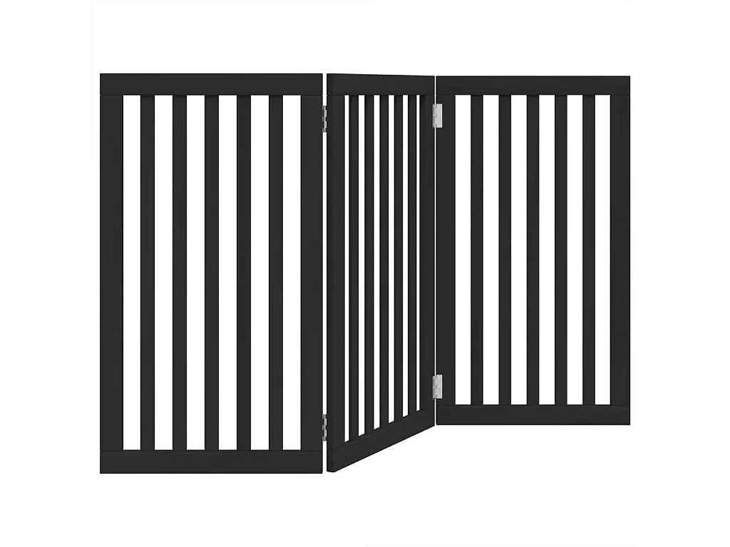 Barrière pour chien pliable 3 panneaux noir bois de peuplier