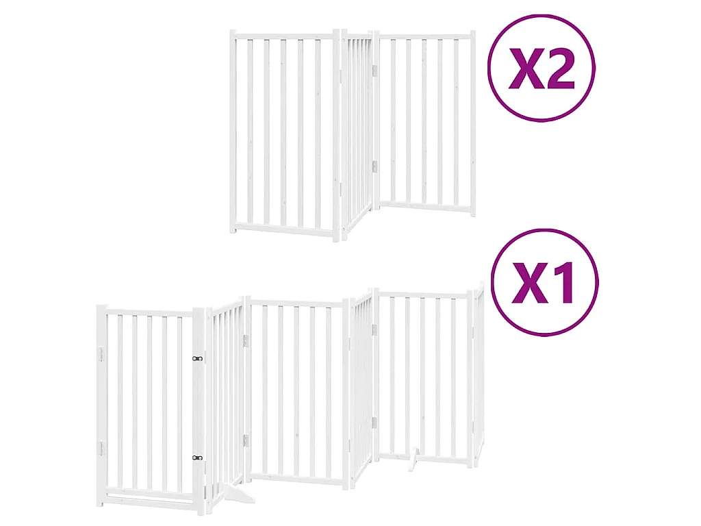 Barrière pour chien porte pliable 12 panneaux bois de peuplier