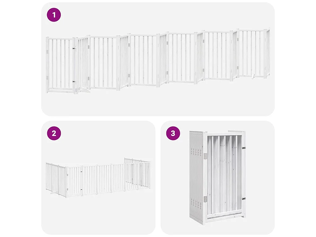 Barrière pour chien porte pliable 12 panneaux bois de peuplier