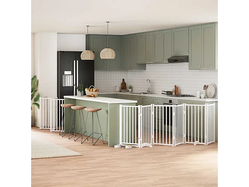 Barrière pour chien porte pliable 12 panneaux bois de peuplier