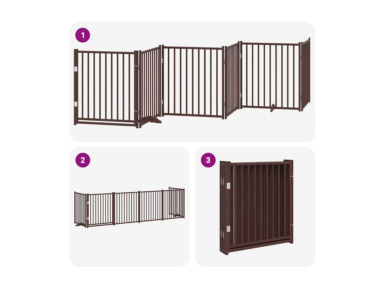 Portão para cães com porta dobrável 6 painéis 480cm álamo castanho