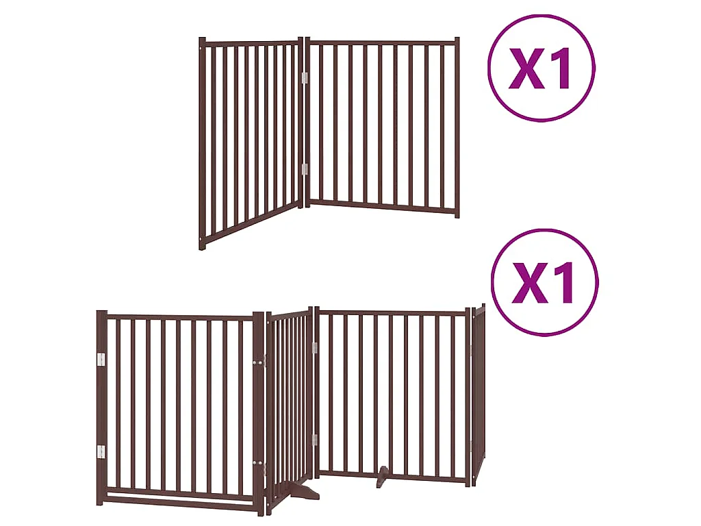 Puerta de perros plegable 6 paneles madera álamo marrón 480 cm