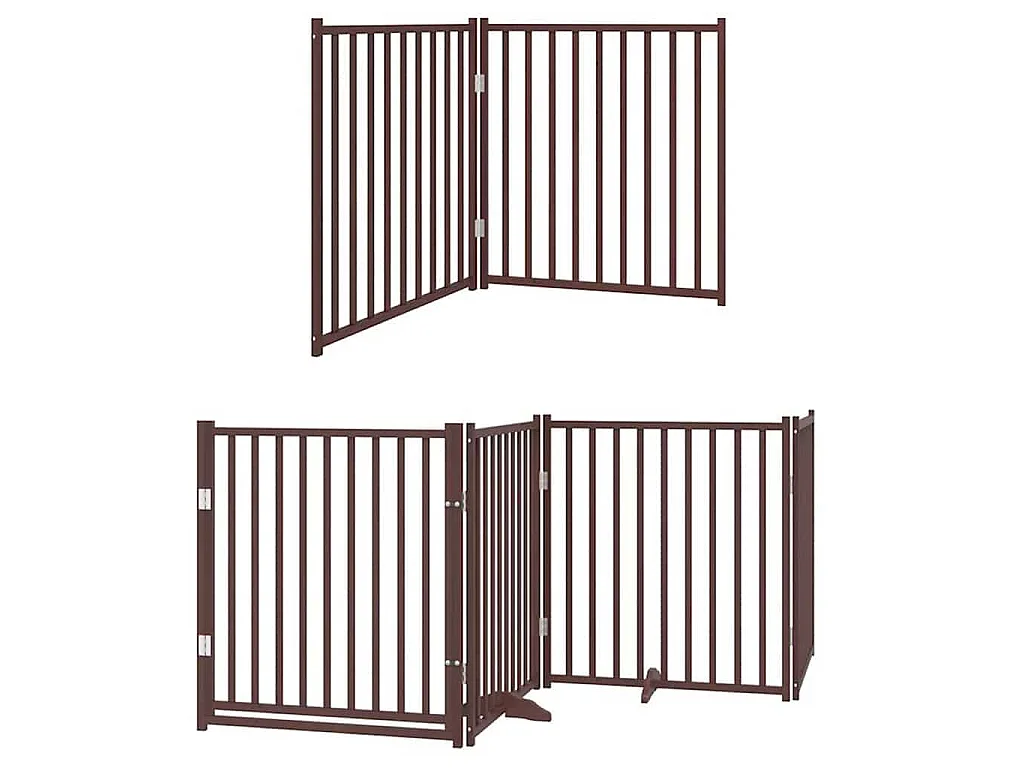 Puerta de perros plegable 6 paneles madera álamo marrón 480 cm