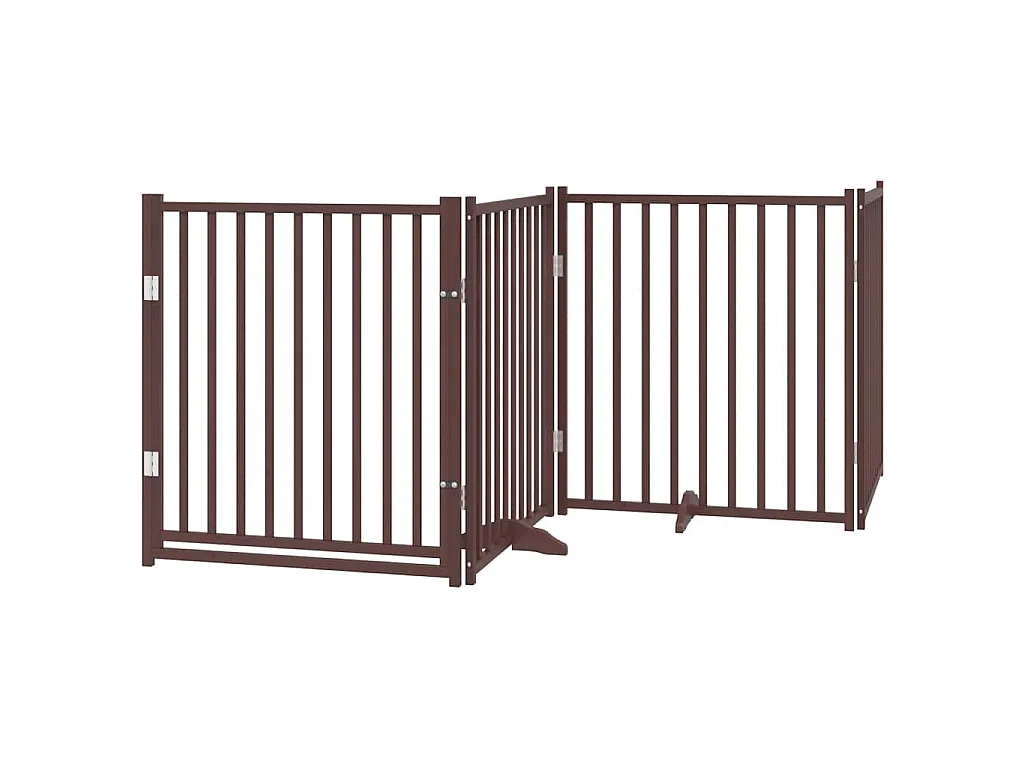 Puerta de perros plegable 6 paneles madera álamo marrón 480 cm