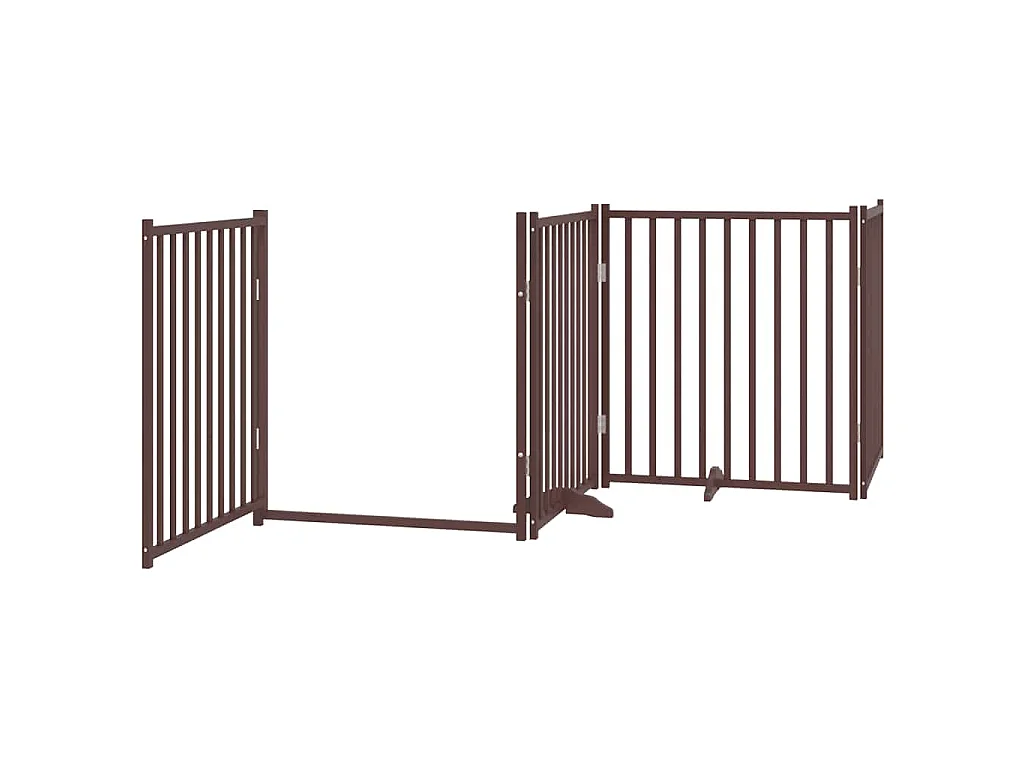 Puerta de perros plegable 6 paneles madera álamo marrón 480 cm