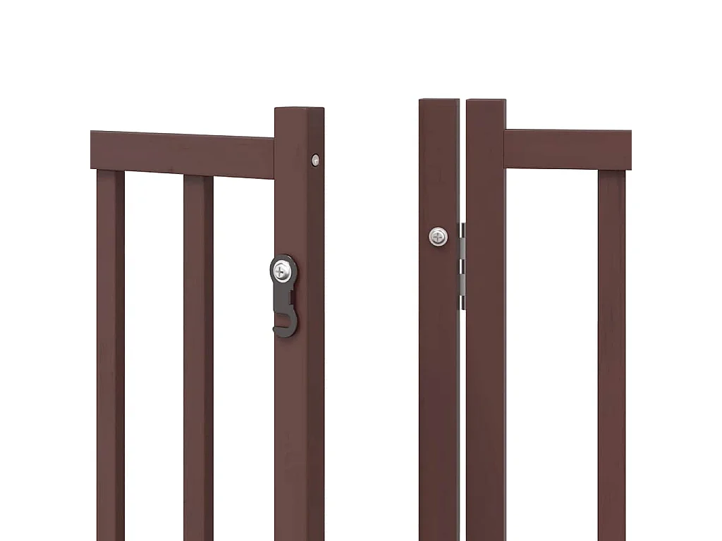 Puerta de perros plegable 6 paneles madera álamo marrón 480 cm