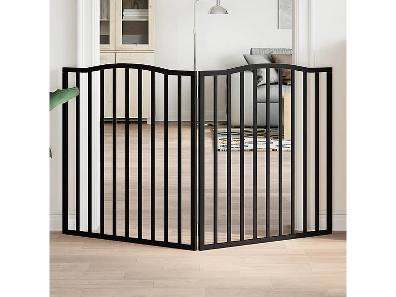 Barrière pour chien pliable 2 panneaux noir bois de peuplier