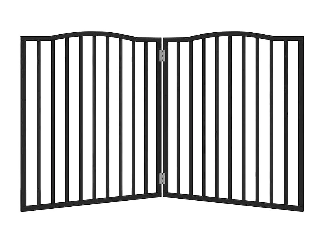 Barrière pour chien pliable 2 panneaux noir bois de peuplier