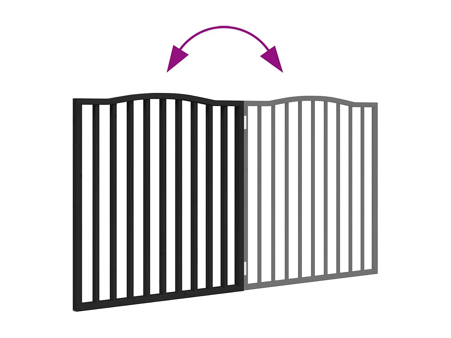 Barrière pour chien pliable 2 panneaux noir bois de peuplier