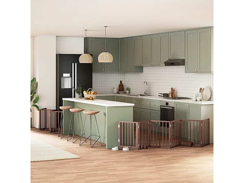 Portão cães com porta dobrável 12 painéis 600 cm álamo castanho