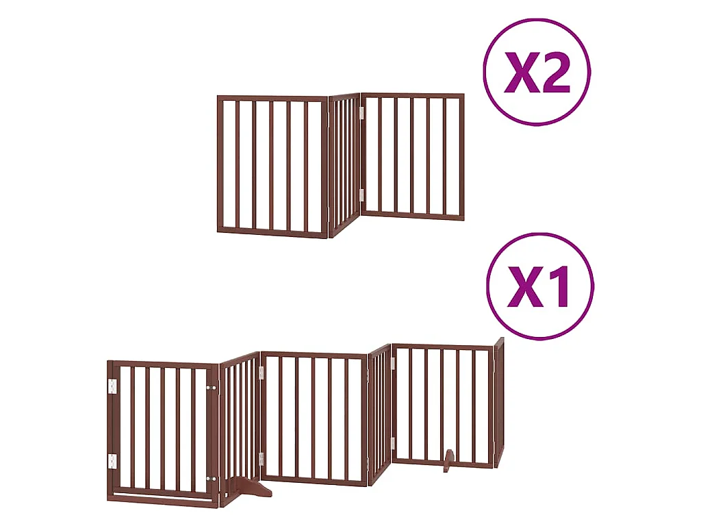 Barrière pour chien porte pliable 12 panneaux bois de peuplier