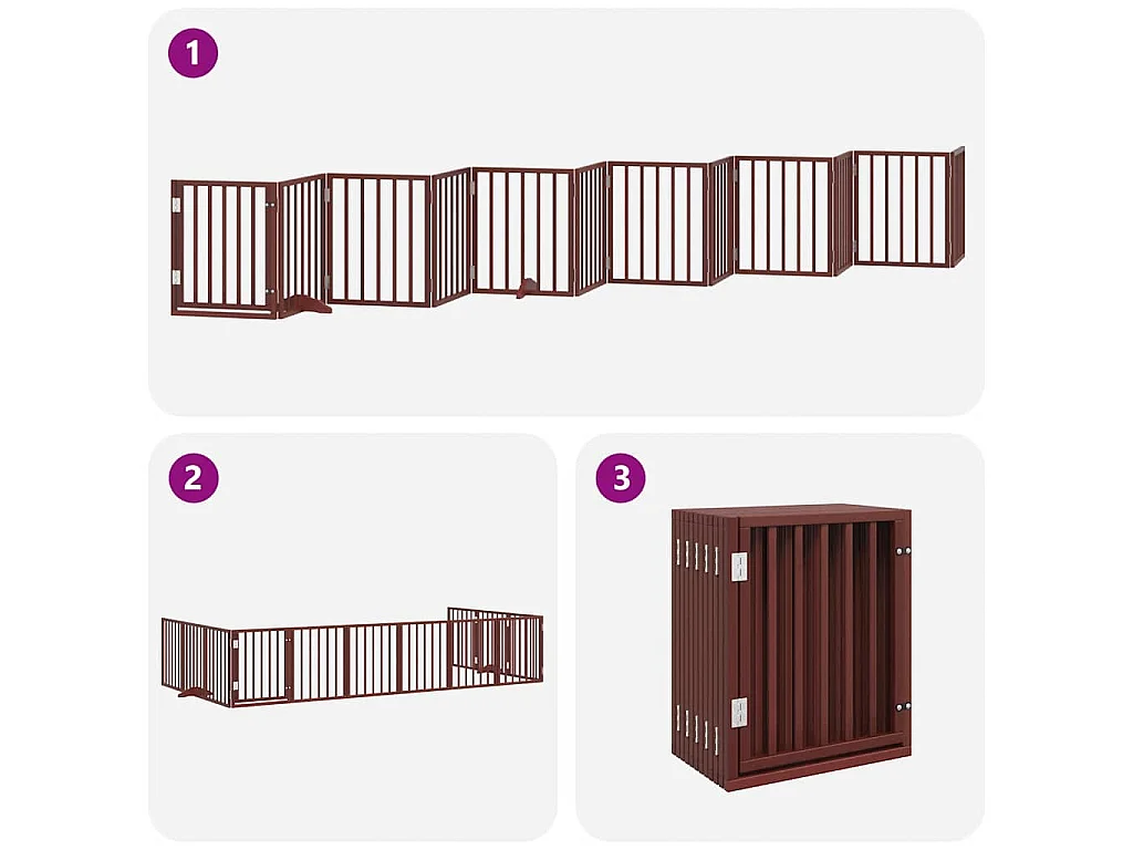 Barrière pour chien porte pliable 12 panneaux bois de peuplier