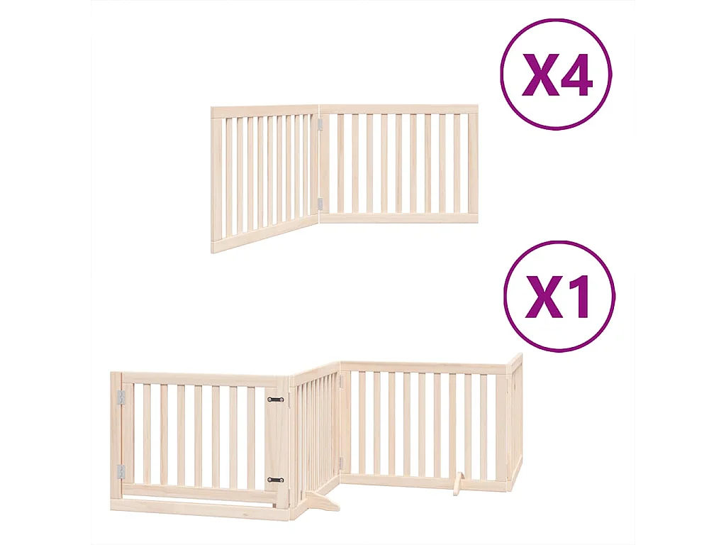 Barrière pour chien porte pliable 12 panneaux bois de peuplier
