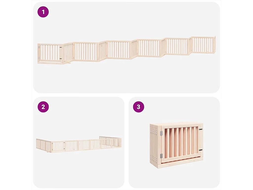 Barrière pour chien porte pliable 12 panneaux bois de peuplier