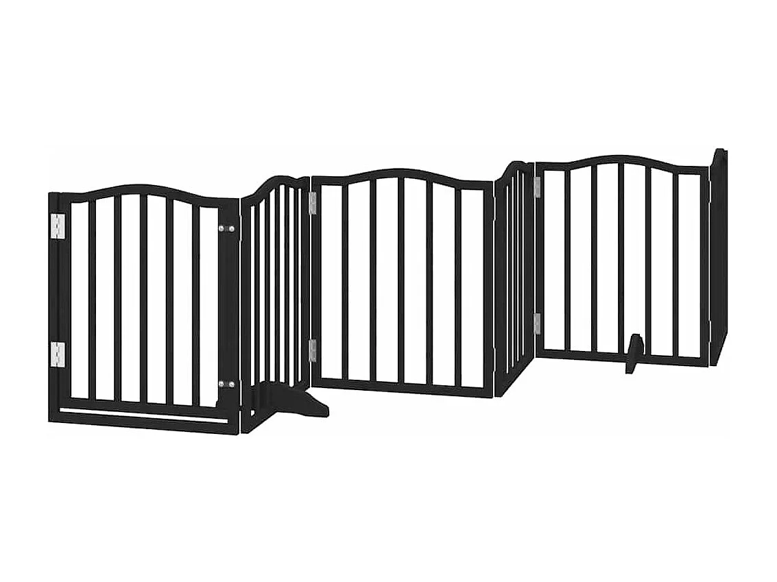 Puerta para perros plegable 9 paneles madera álamo negra 450 cm