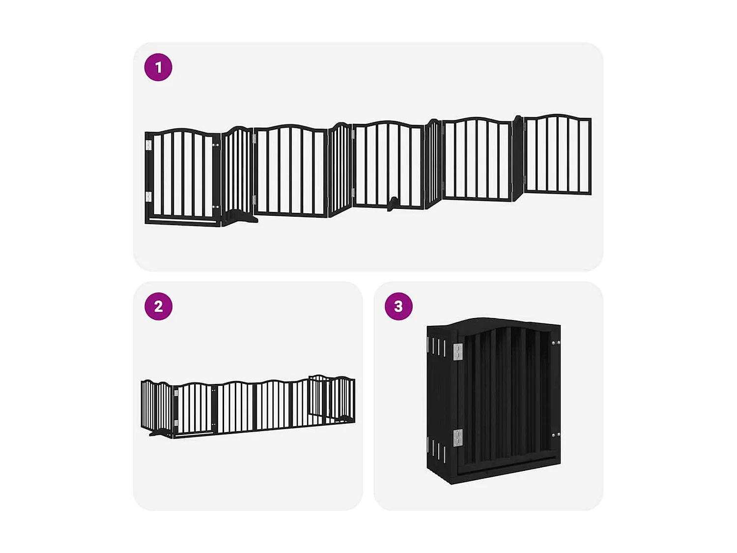 Puerta para perros plegable 9 paneles madera álamo negra 450 cm