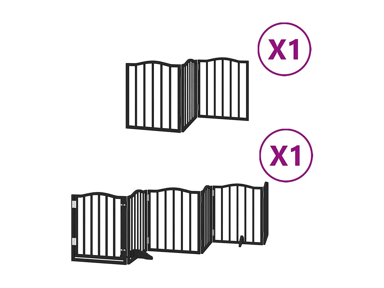 Barrière pour chien porte pliable 9 panneaux noir bois peuplier