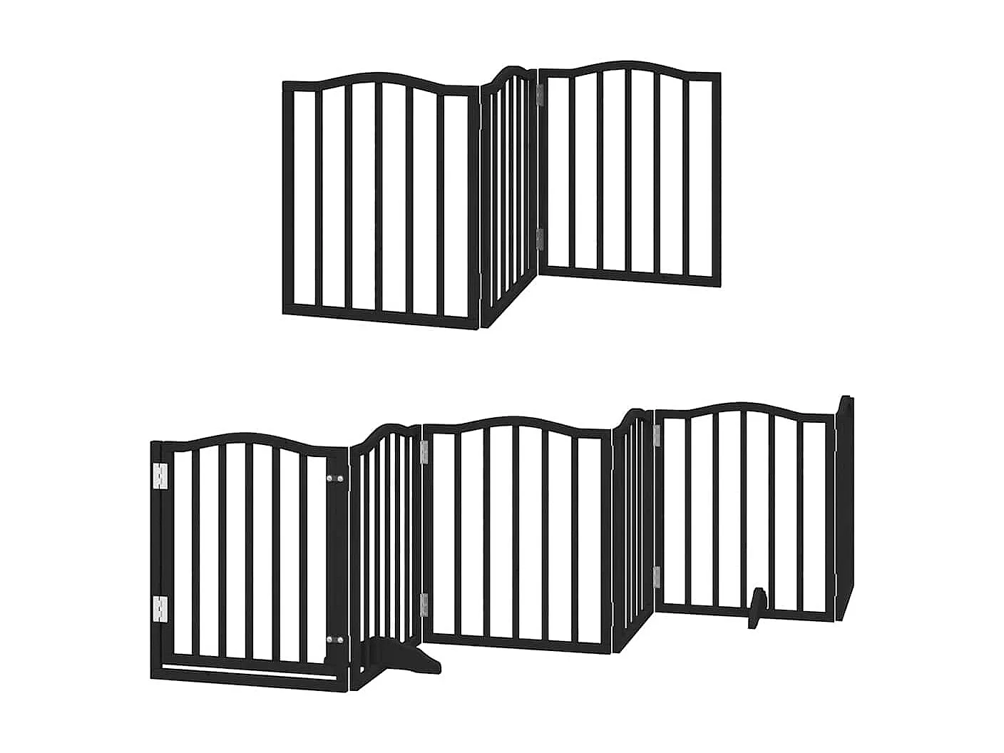 Barrière pour chien porte pliable 9 panneaux noir bois peuplier