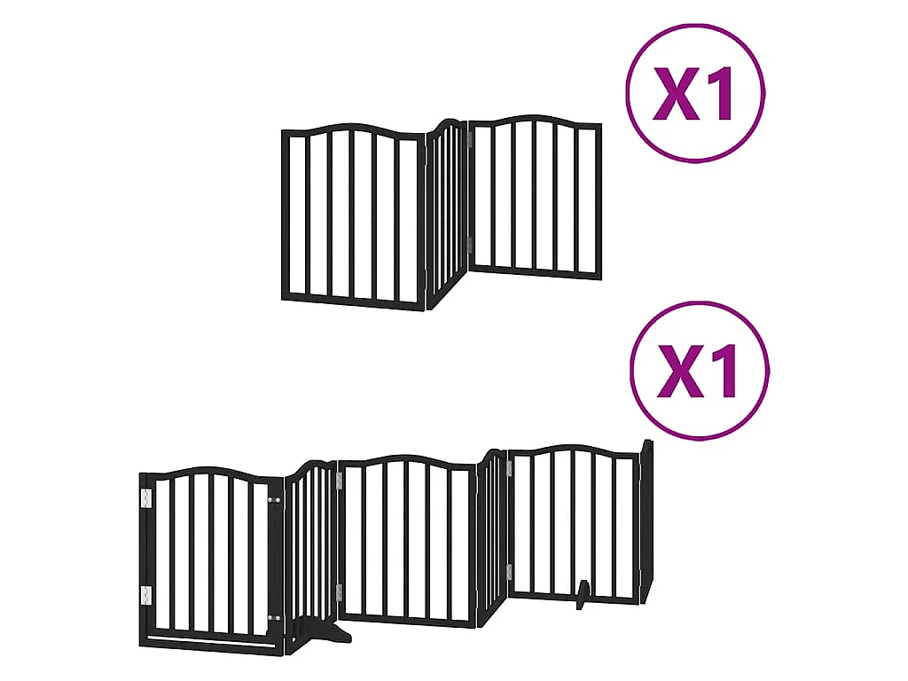 Barrière pour chien porte pliable 9 panneaux noir bois peuplier