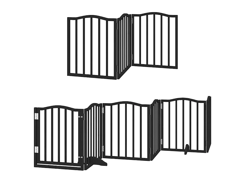 Barrière pour chien porte pliable 9 panneaux noir bois peuplier
