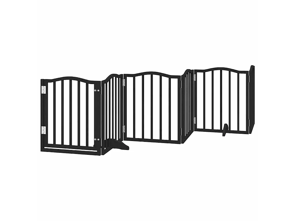 Barrière pour chien porte pliable 9 panneaux noir bois peuplier