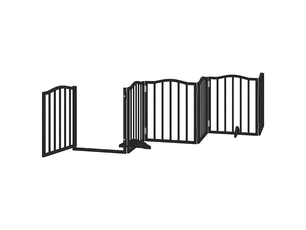 Barrière pour chien porte pliable 9 panneaux noir bois peuplier