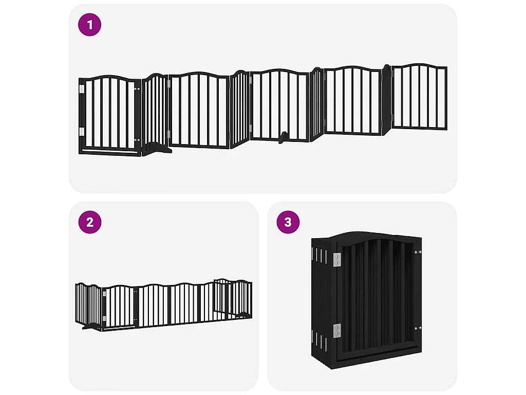Barrière pour chien porte pliable 9 panneaux noir bois peuplier