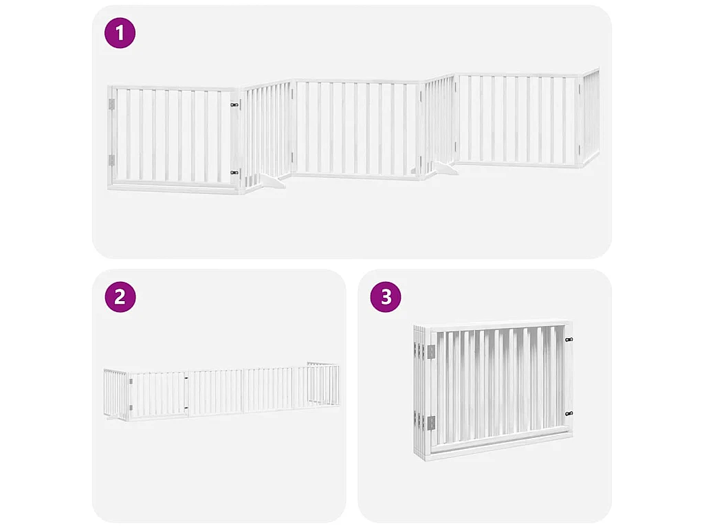 Barrière pour chien porte pliable 6 panneaux blanc bois peuplier