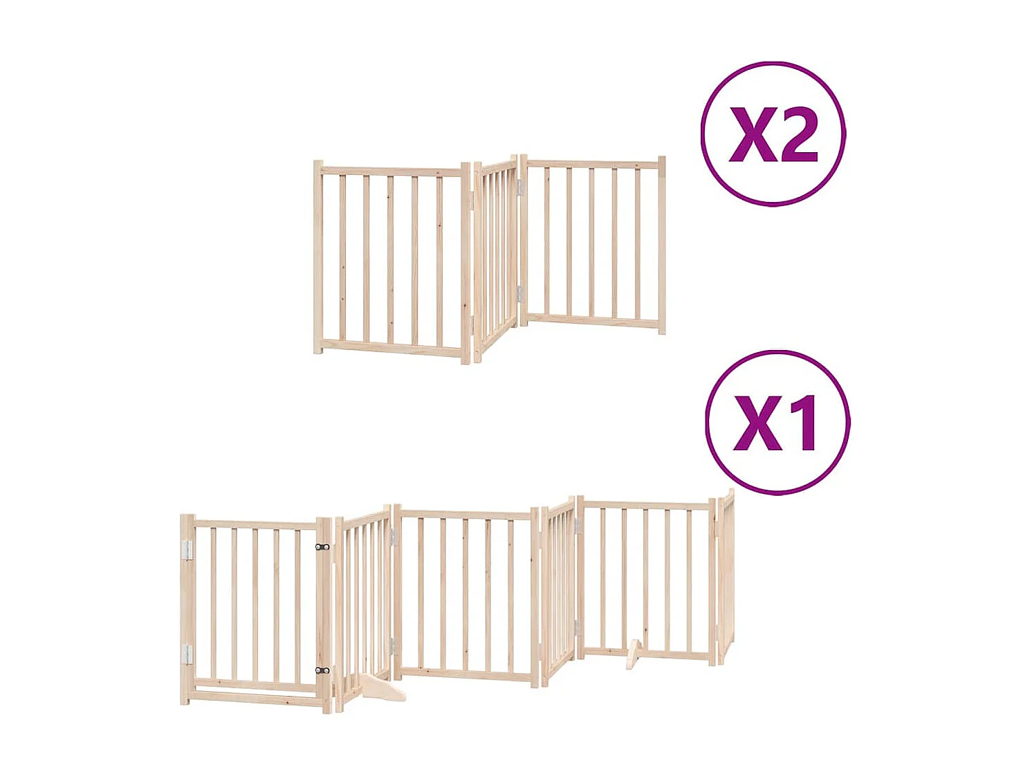 Barrière pour chien porte pliable 12 panneaux bois de peuplier