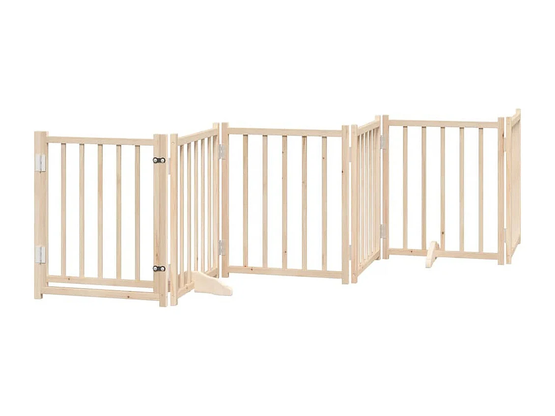 Barrière pour chien porte pliable 12 panneaux bois de peuplier