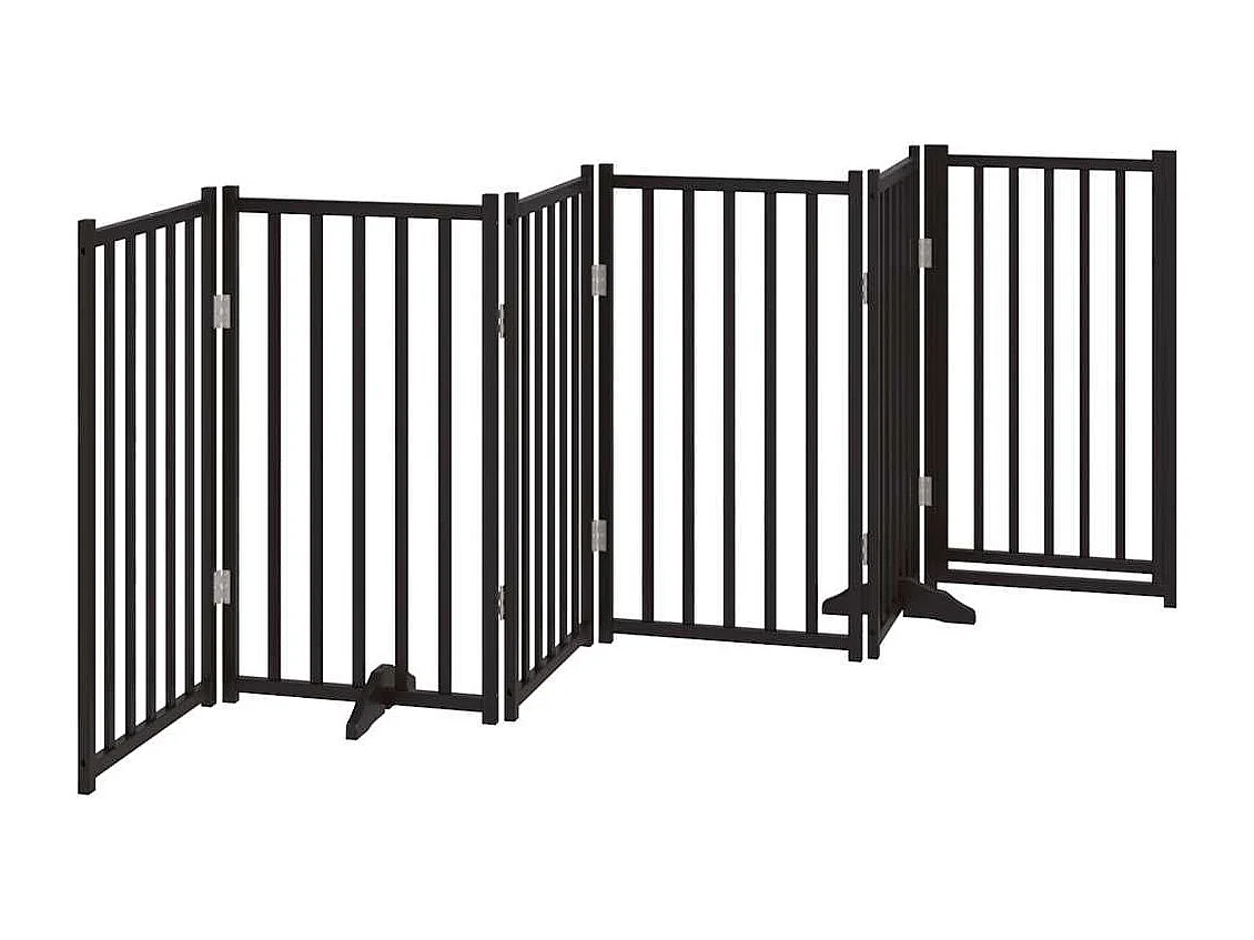 Barrière pour chiens avec porte 6 panneaux bois de sapin massif