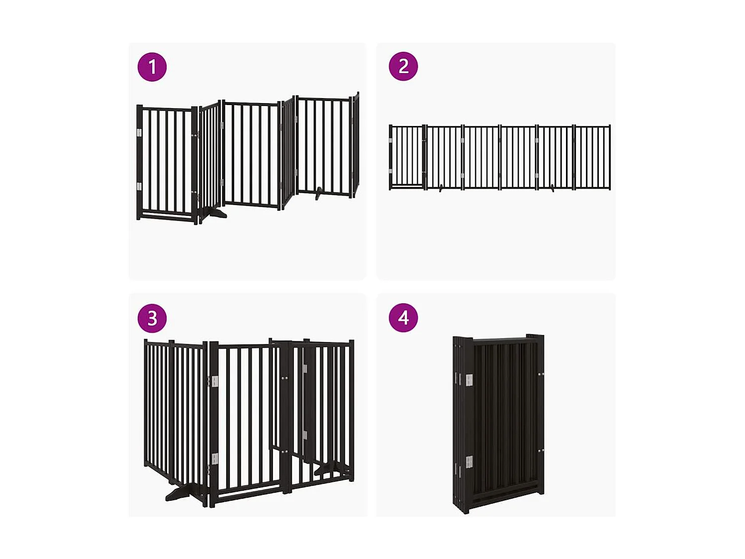 Barrière pour chiens avec porte 6 panneaux bois de sapin massif