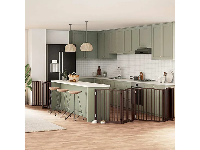 Portão cães com porta dobrável 12 painéis 960 cm álamo castanho