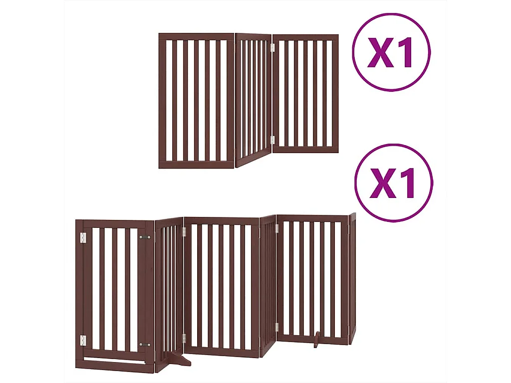 Barrière pour chien porte pliable 9 panneaux bois de peuplier
