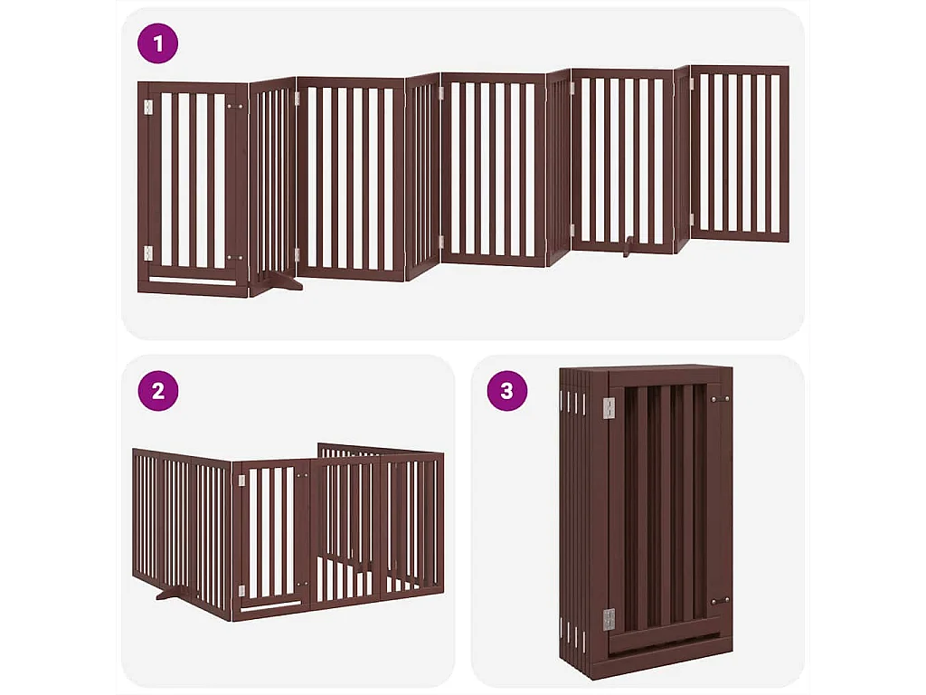 Barrière pour chien porte pliable 9 panneaux bois de peuplier