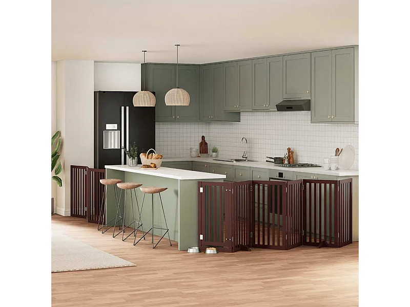 Hondenhek inklapbaar 9 panelen 450 cm populierenhout bruin