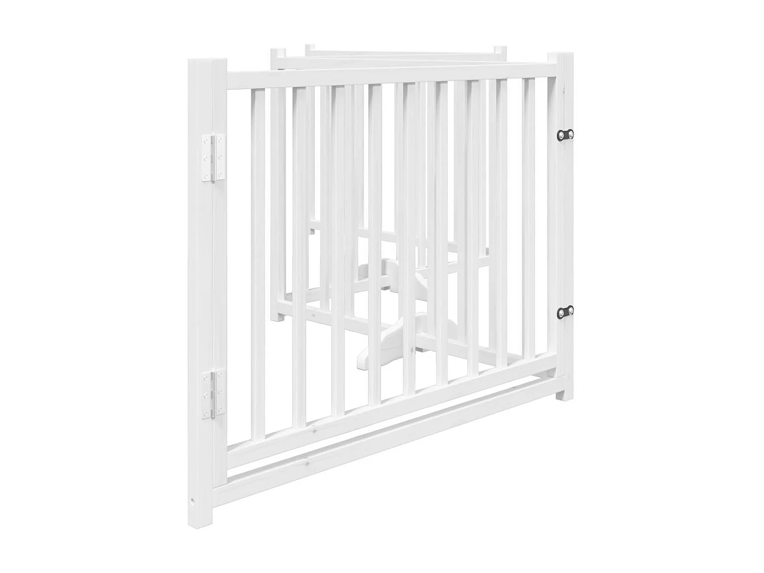 Barrière pour chiens avec porte 4 panneaux bois de sapin massif