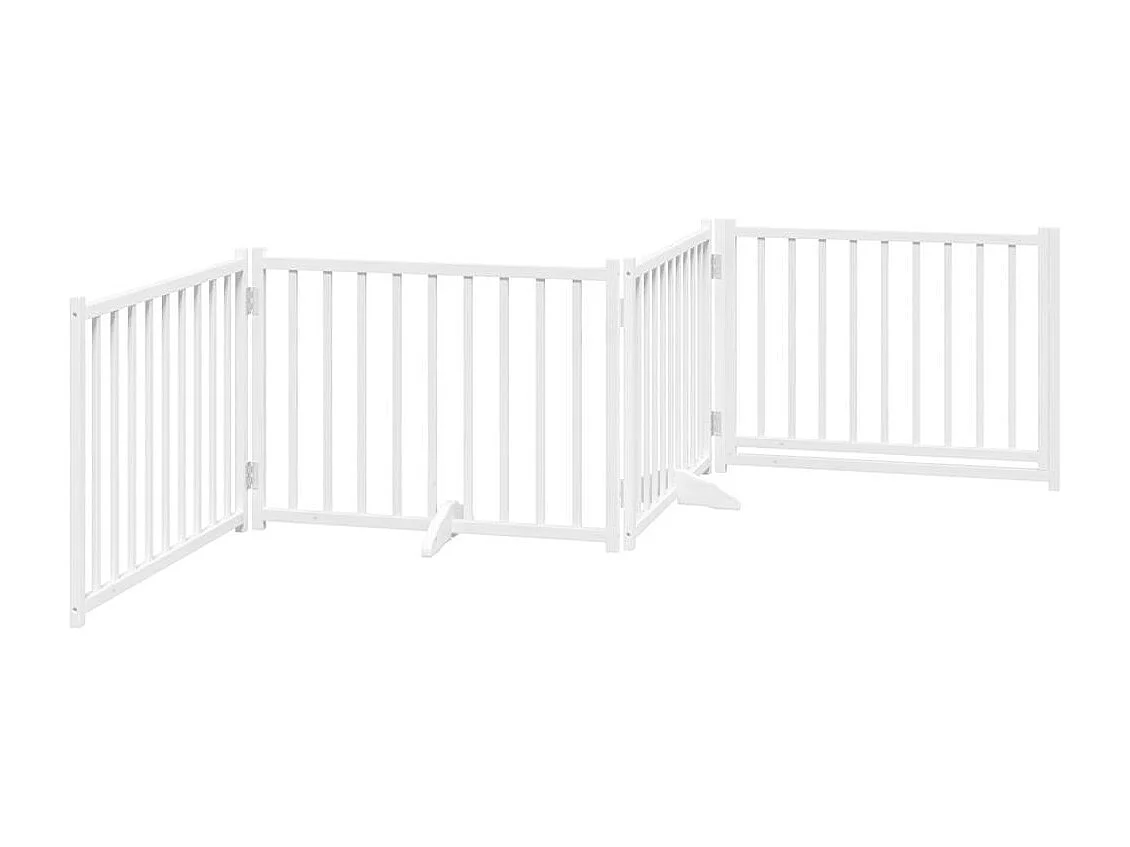 Barrière pour chiens avec porte 4 panneaux bois de sapin massif