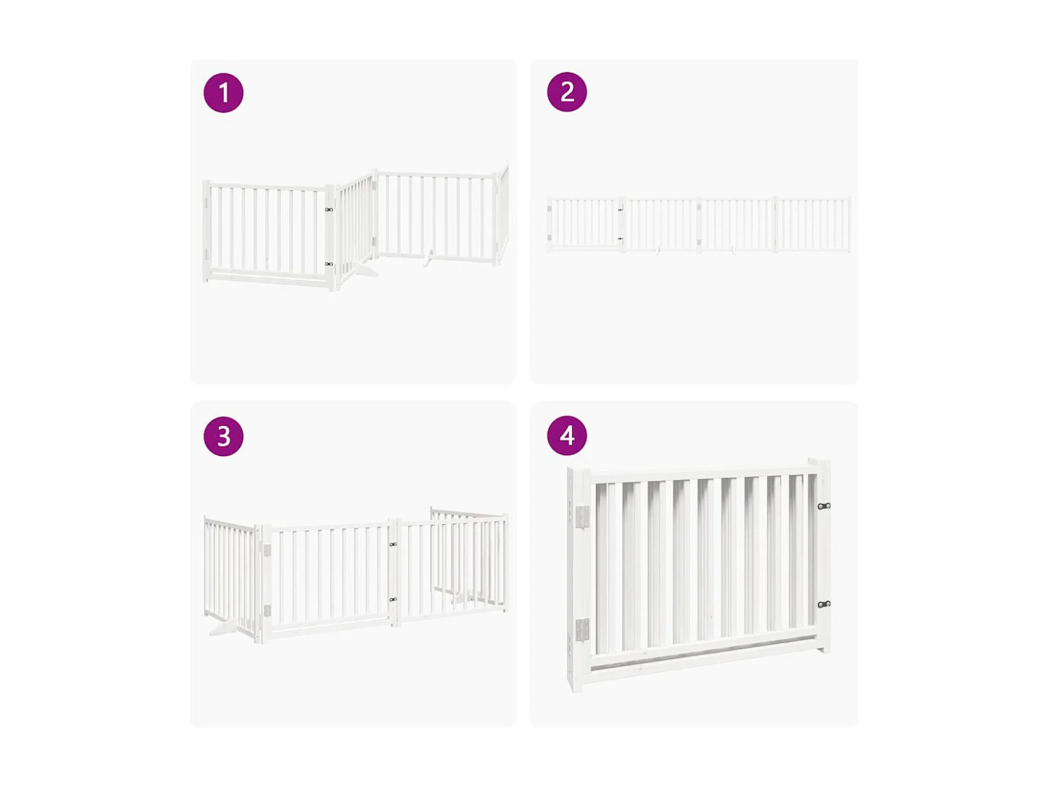 Barrière pour chiens avec porte 4 panneaux bois de sapin massif