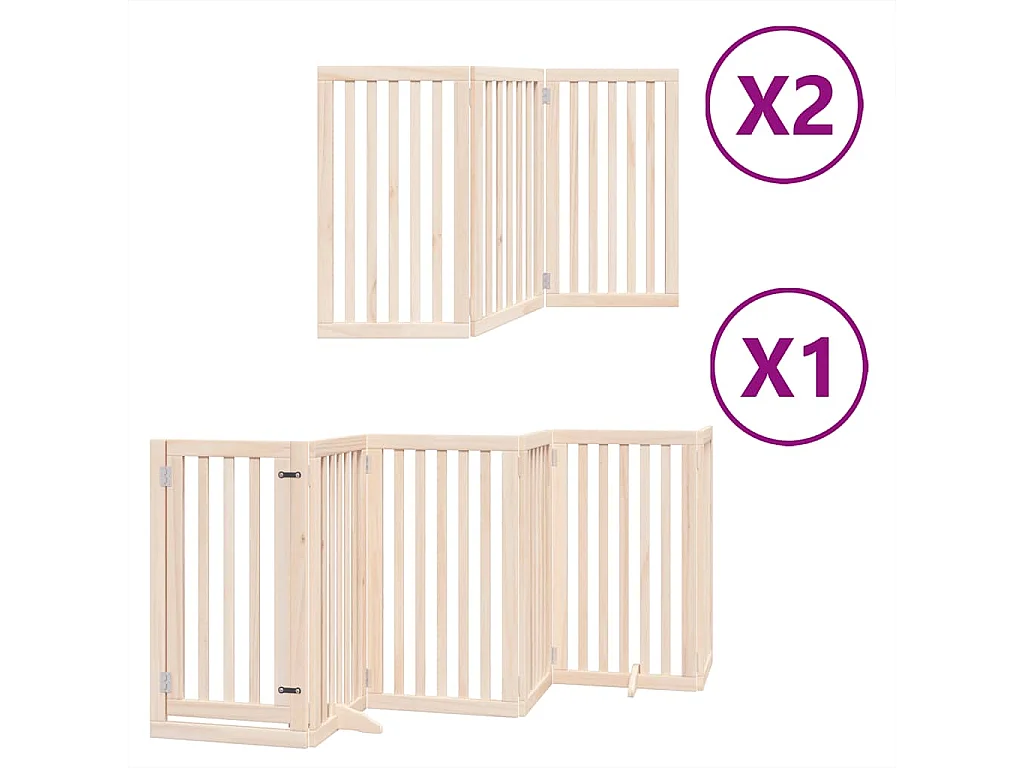 Barrière pour chien porte pliable 12 panneaux bois de peuplier