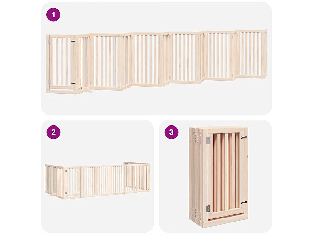 Barrière pour chien porte pliable 12 panneaux bois de peuplier