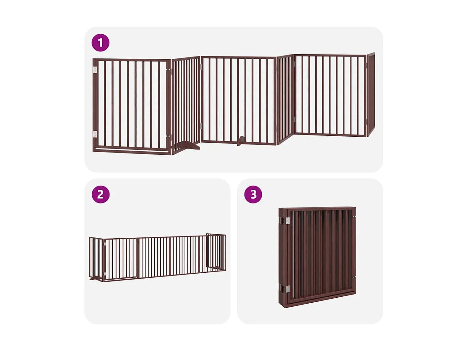 Portão para cães com porta dobrável 6 painéis 480cm álamo castanho