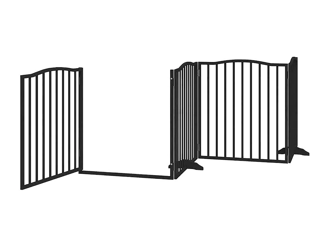 Portão para cães com porta dobrável 6 painéis 480 cm álamo preto