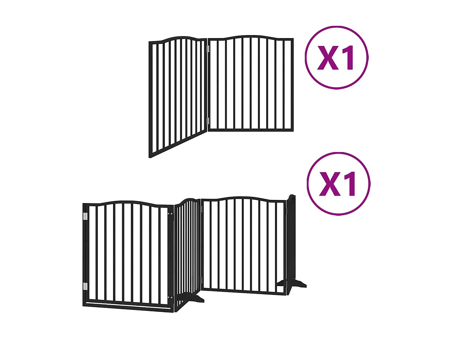 Portão para cães com porta dobrável 6 painéis 480 cm álamo preto
