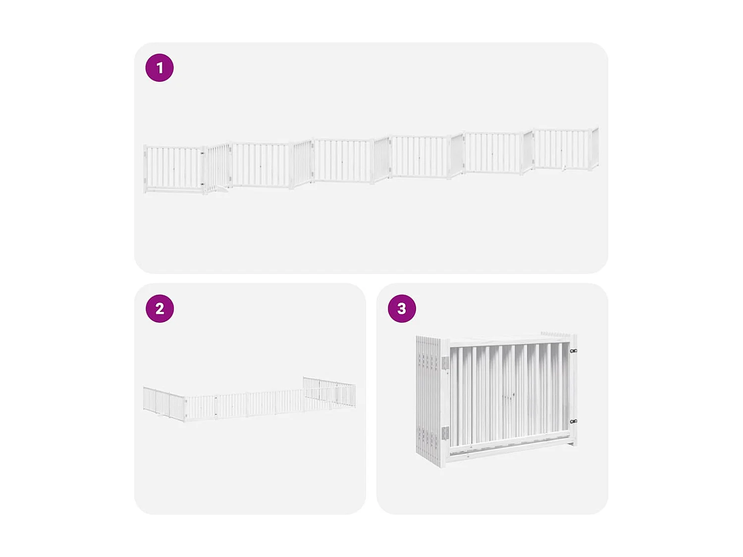 Puerta de perros plegable 12 paneles madera álamo blanca 960 cm